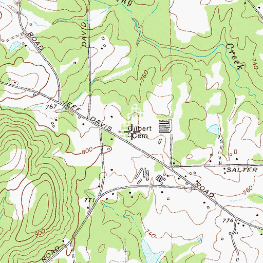 Topographic Map of Gilbert Cemetery, GA