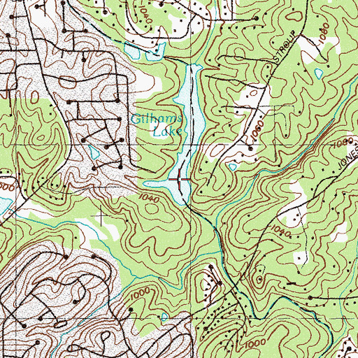 Topographic Map of Gilhams Lake, GA