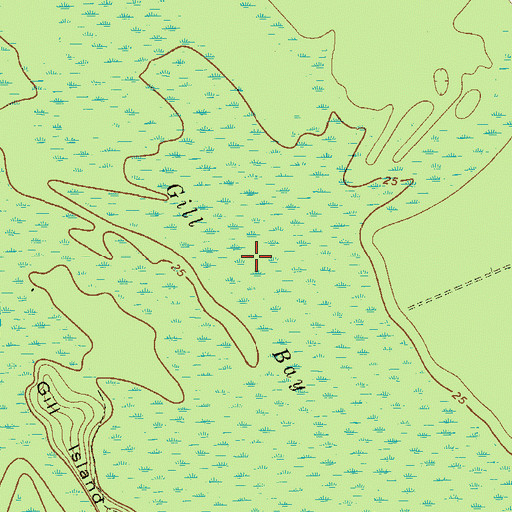 Topographic Map of Gill Bay, GA