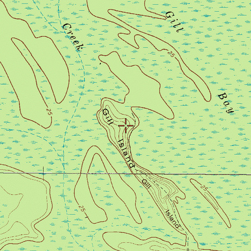 Topographic Map of Gill Island, GA