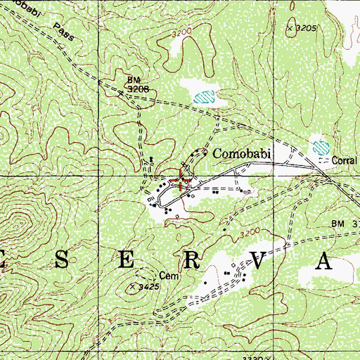 Topographic Map of Comobabi, AZ