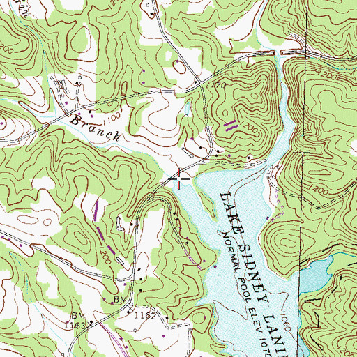 Topographic Map of Gin Branch, GA