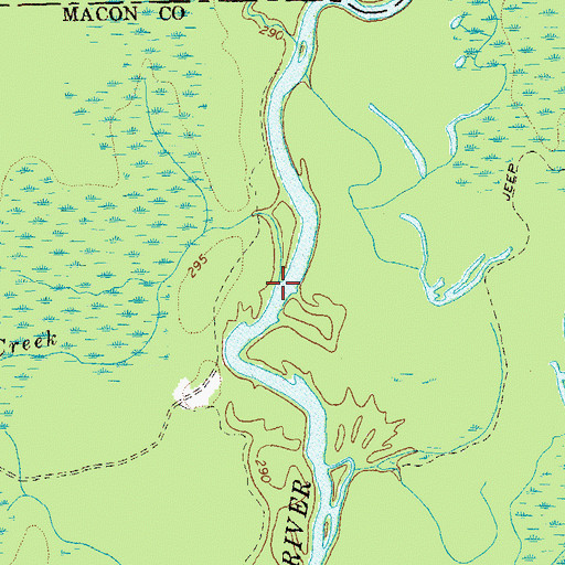 Topographic Map of Gin Creek, GA