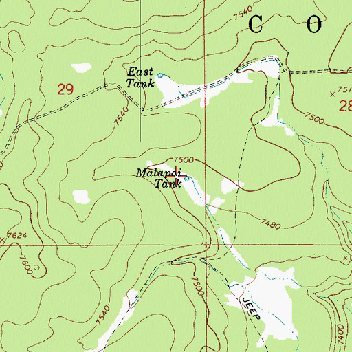 Topographic Map of Malapai Tank, AZ