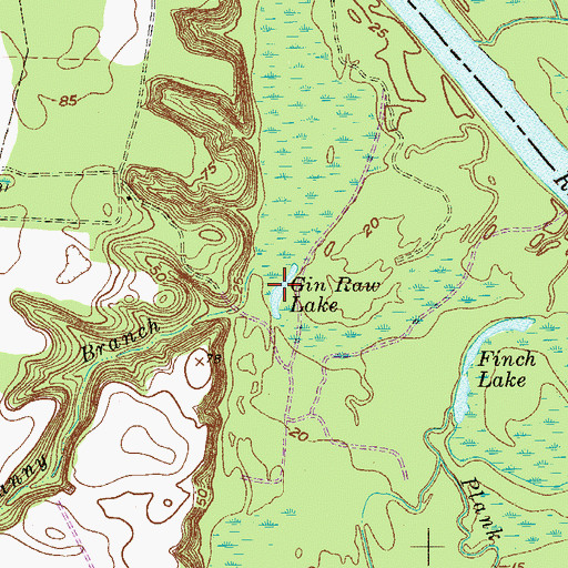 Topographic Map of Gin Raw Lake, GA