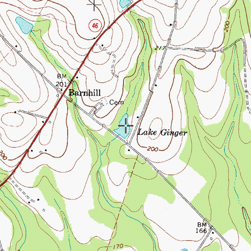 Topographic Map of Lake Ginger, GA