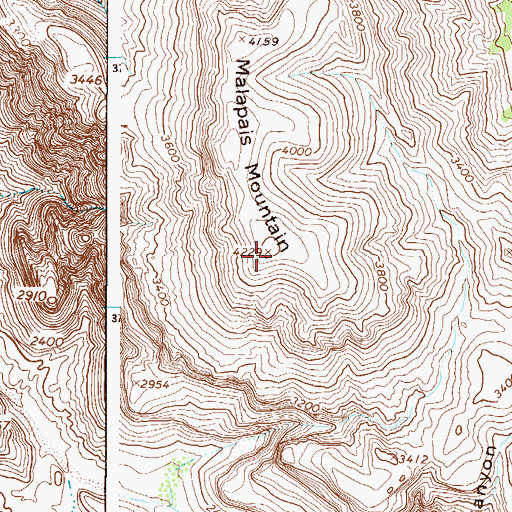 Topographic Map of Malapais Mountain, AZ