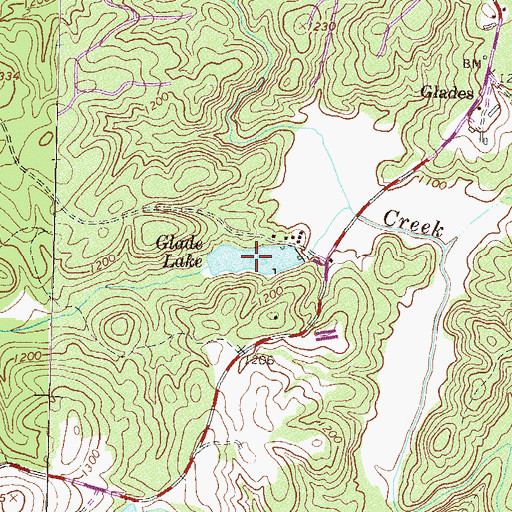 Topographic Map of Glade Lake, GA