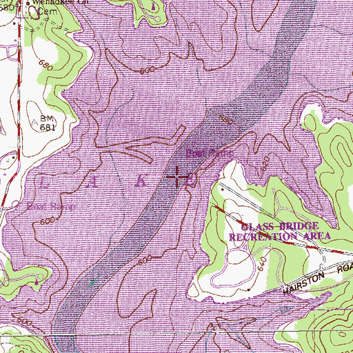 Topographic Map of Glass Bridge, GA