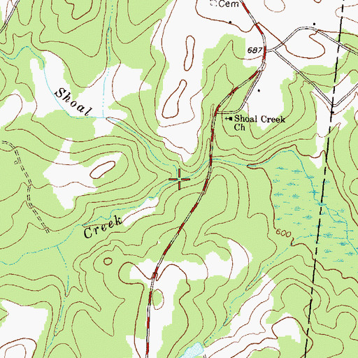 Topographic Map of Glass Creek, GA