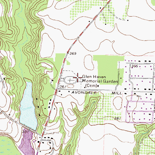 Topographic Map of Glen Haven Memorial Garden, GA
