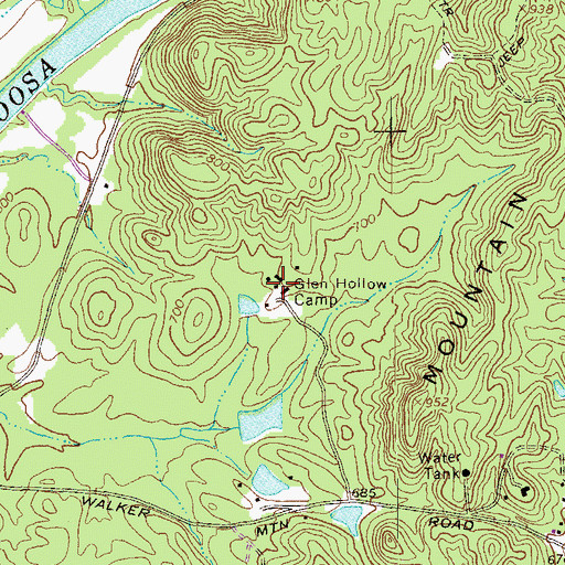 Topographic Map of Glen Hollow Camp, GA