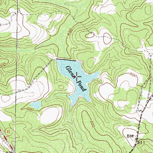 Topographic Map of Glenn Pond, GA