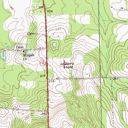 Topographic Map of Glory Hole, GA