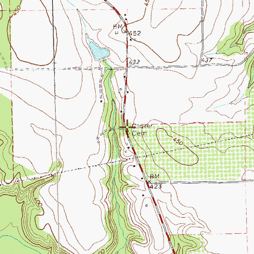 Topographic Map of Glover Cemetery, GA