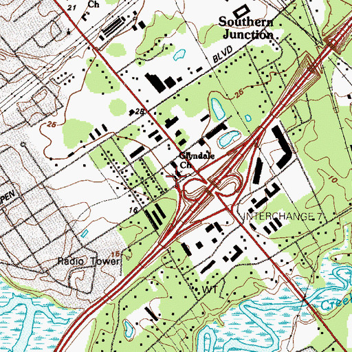 Topographic Map of Glyndale Church, GA