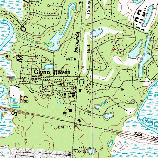 Topographic Map of Glynn Haven, GA