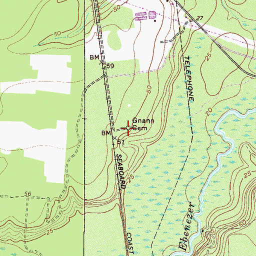 Topographic Map of Gnann Cemetery, GA