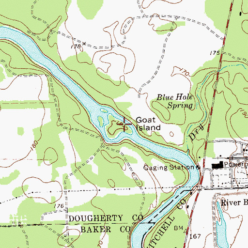 Topographic Map of Goat Island, GA