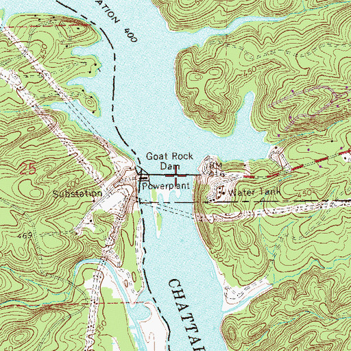 Topographic Map of Goat Rock Dam, GA
