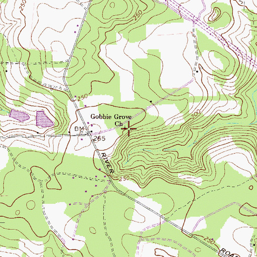 Topographic Map of Gobbie Grove Church, GA