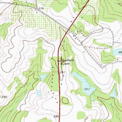 Topographic Map of Godwin Cemetery, GA