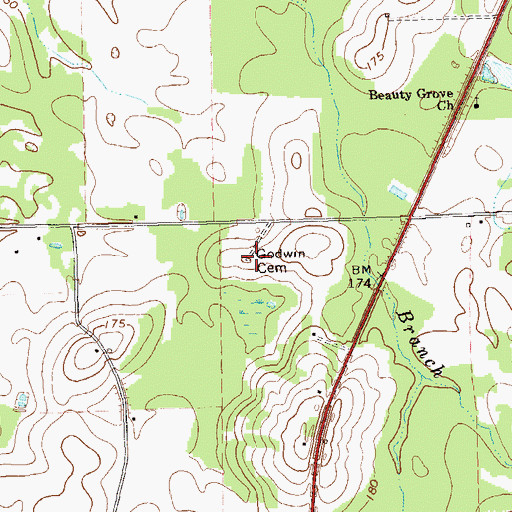 Topographic Map of Godwin Cemetery, GA
