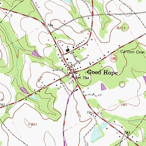 Topographic Map of Good Hope, GA