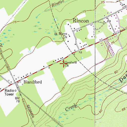 Topographic Map of Goodwill Church, GA