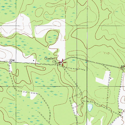 Topographic Map of Goodwill Church, GA
