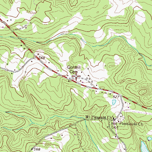 Topographic Map of Gorden Cemetery, GA