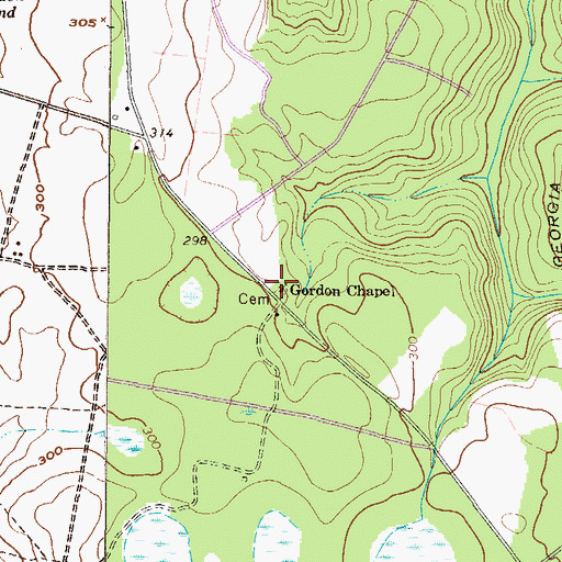 Topographic Map of Gordon Chapel, GA