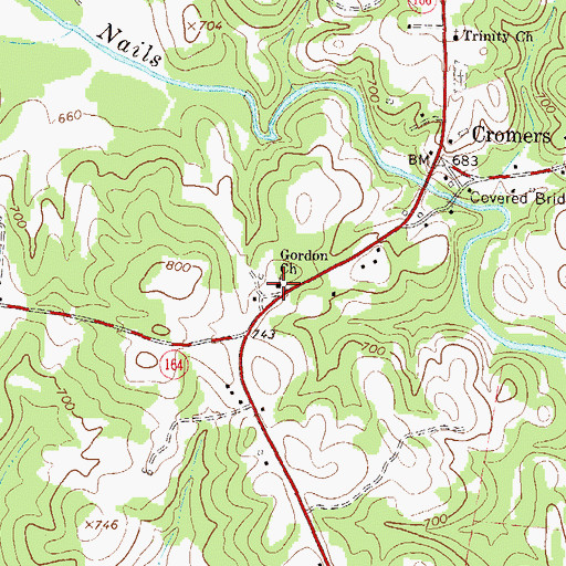 Topographic Map of Gordon Church, GA