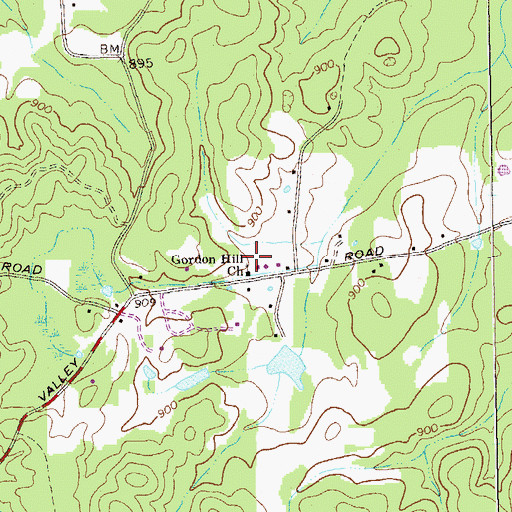 Topographic Map of Gordon Hill Church, GA