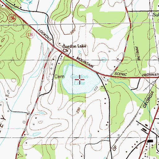 Topographic Map of Gordon Lake, GA