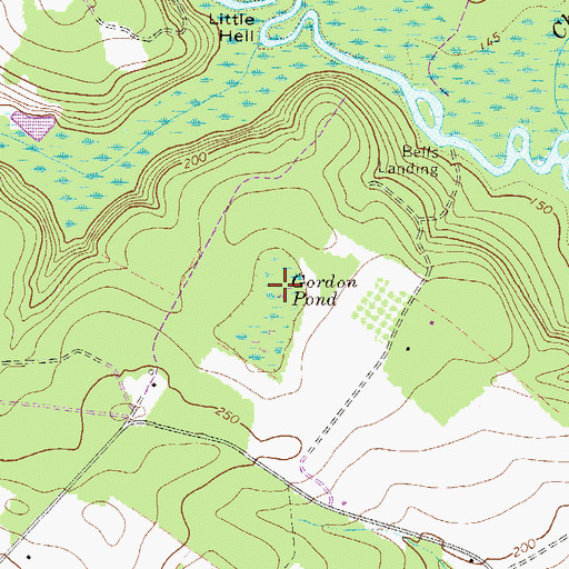 Topographic Map of Gordon Pond, GA