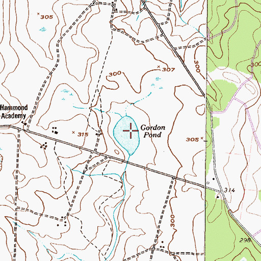 Topographic Map of Gordon Pond, GA