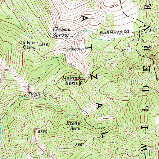 Topographic Map of Malapie Spring, AZ