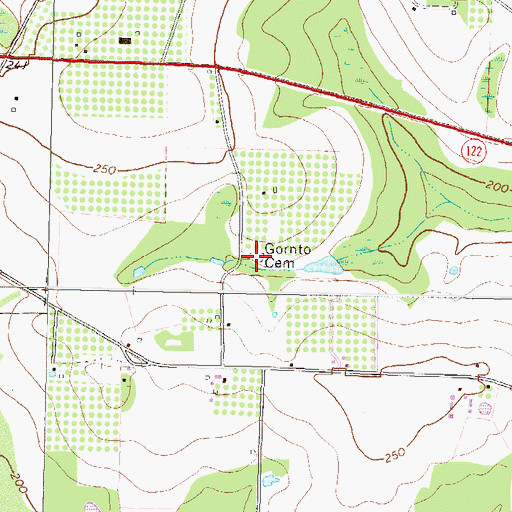 Topographic Map of Gornto Cemetery, GA