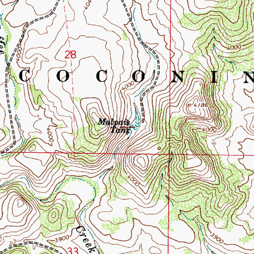 Topographic Map of Malpais Tank, AZ