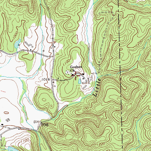 Topographic Map of Goshen Church, GA
