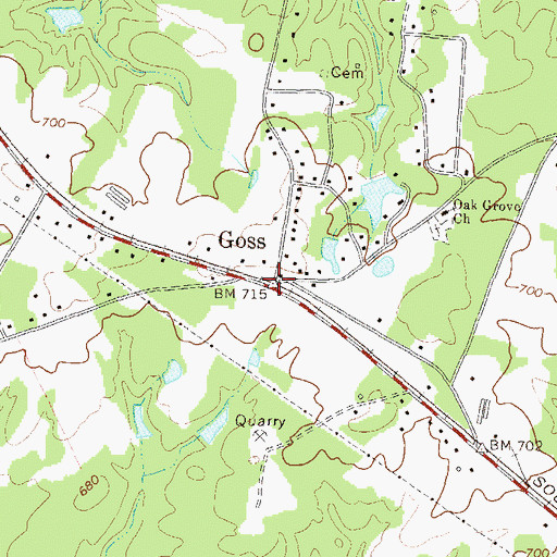 Topographic Map of Goss, GA