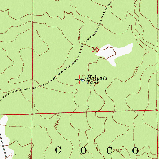 Topographic Map of Malpais Tank, AZ