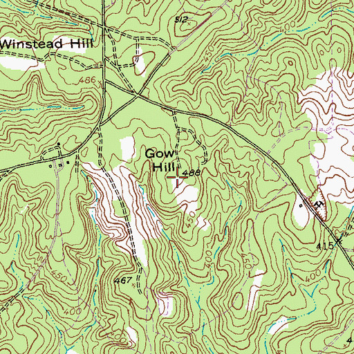 Topographic Map of Gow Hill, GA