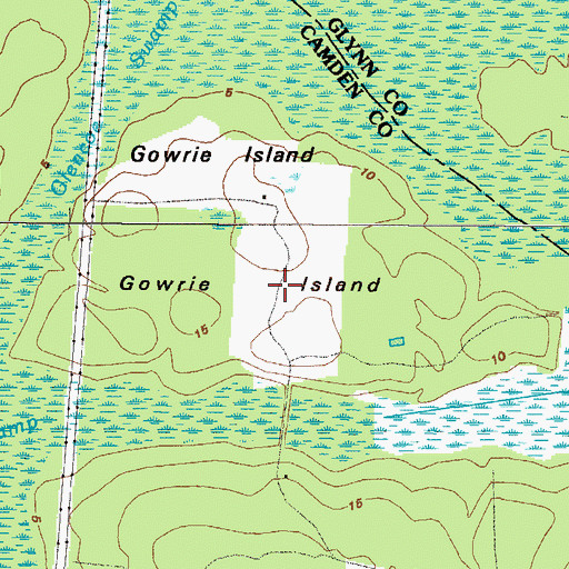 Topographic Map of Gowrie Island, GA