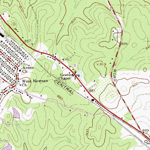 Topographic Map of Grace Chapel, GA