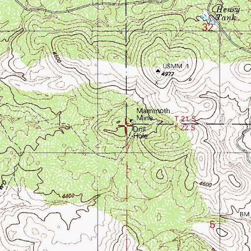 Topographic Map of Mammoth Mine, AZ