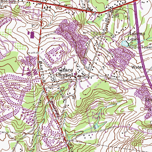 Topographic Map of Grace Chapel, GA