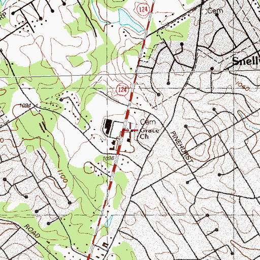 Topographic Map of Grace Church, GA