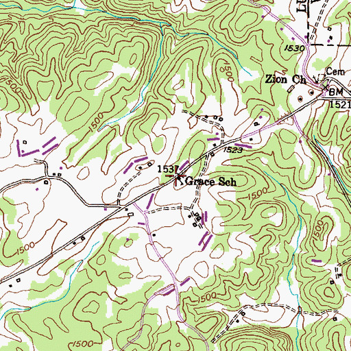Topographic Map of Grace School, GA